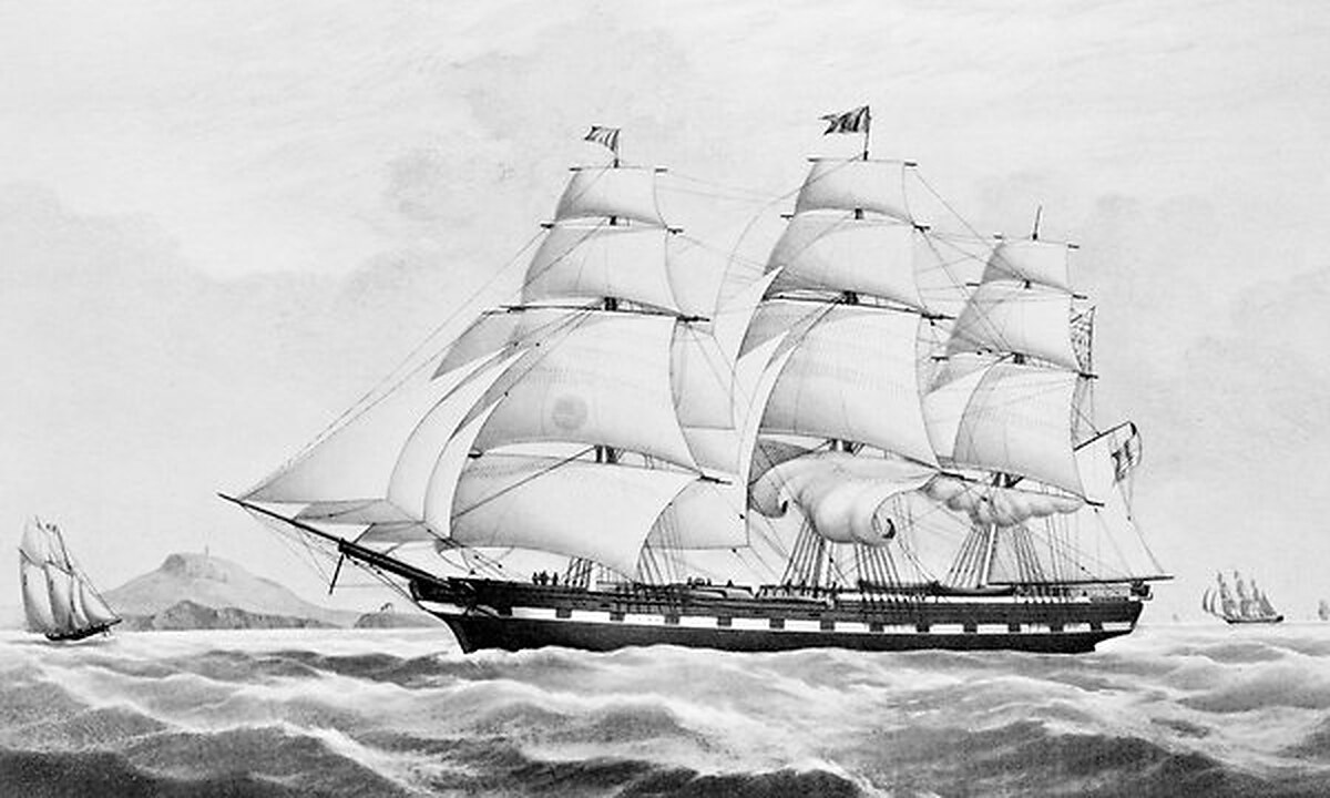 The Columbia, a full-rigged ship built 1846 in New York
